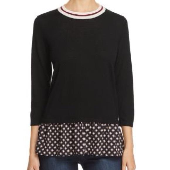 Kate Spade New York Mixed-Media Diamond print Peplum Sweater NWOT - Picture 4 of 7